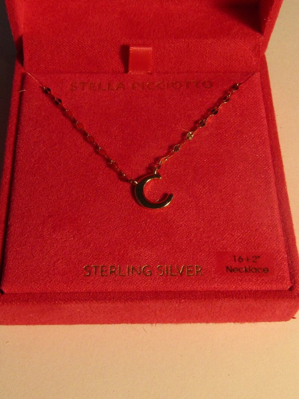 NIB STELLA PICCIOTTO Sterling Silver Initial "C" 16" Necklace